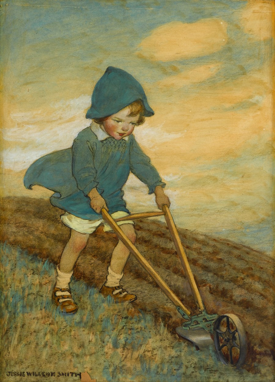boy plowing